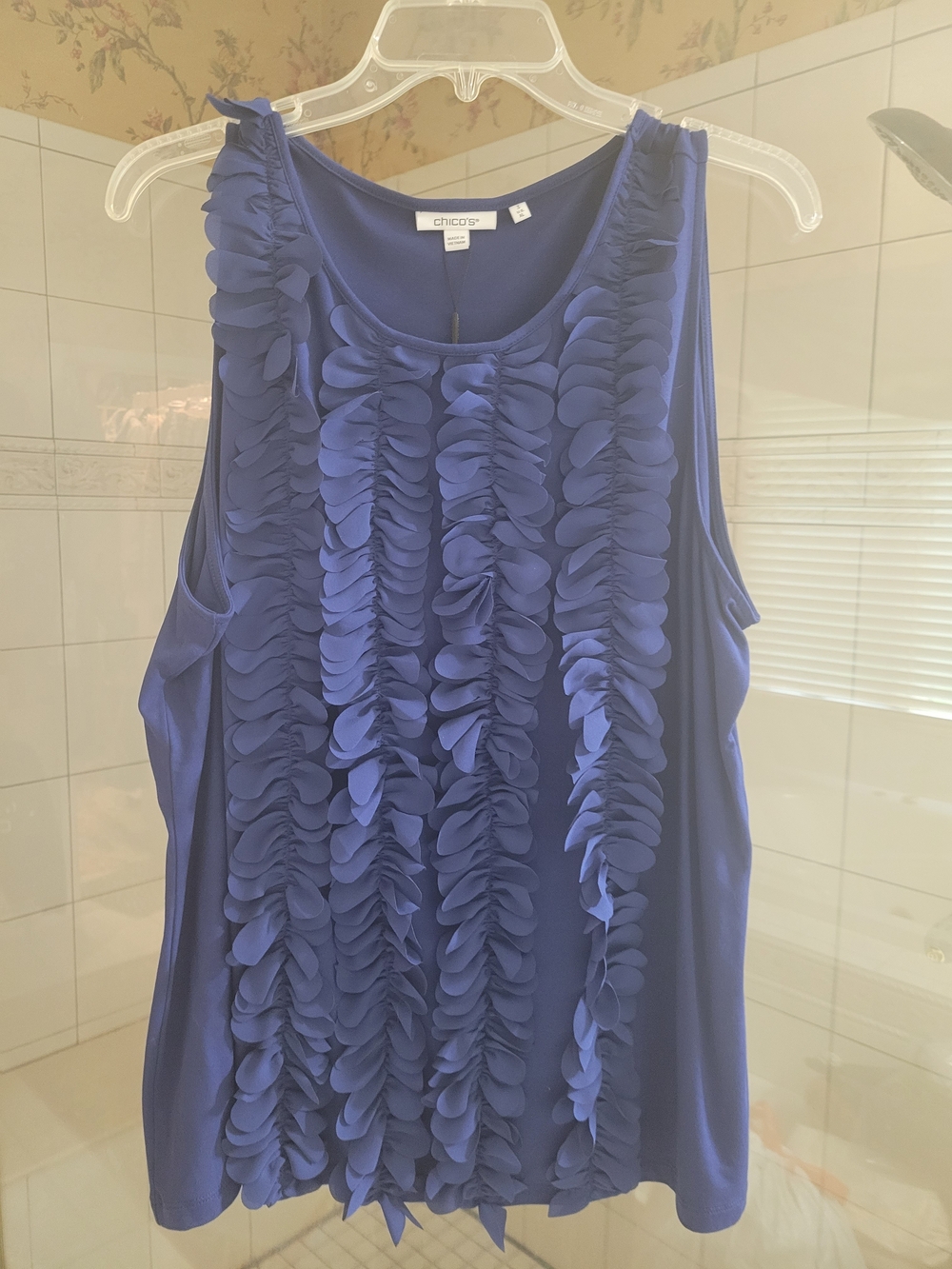 Chico's Royal Blue Ruffle-Front Sleeveless Tank